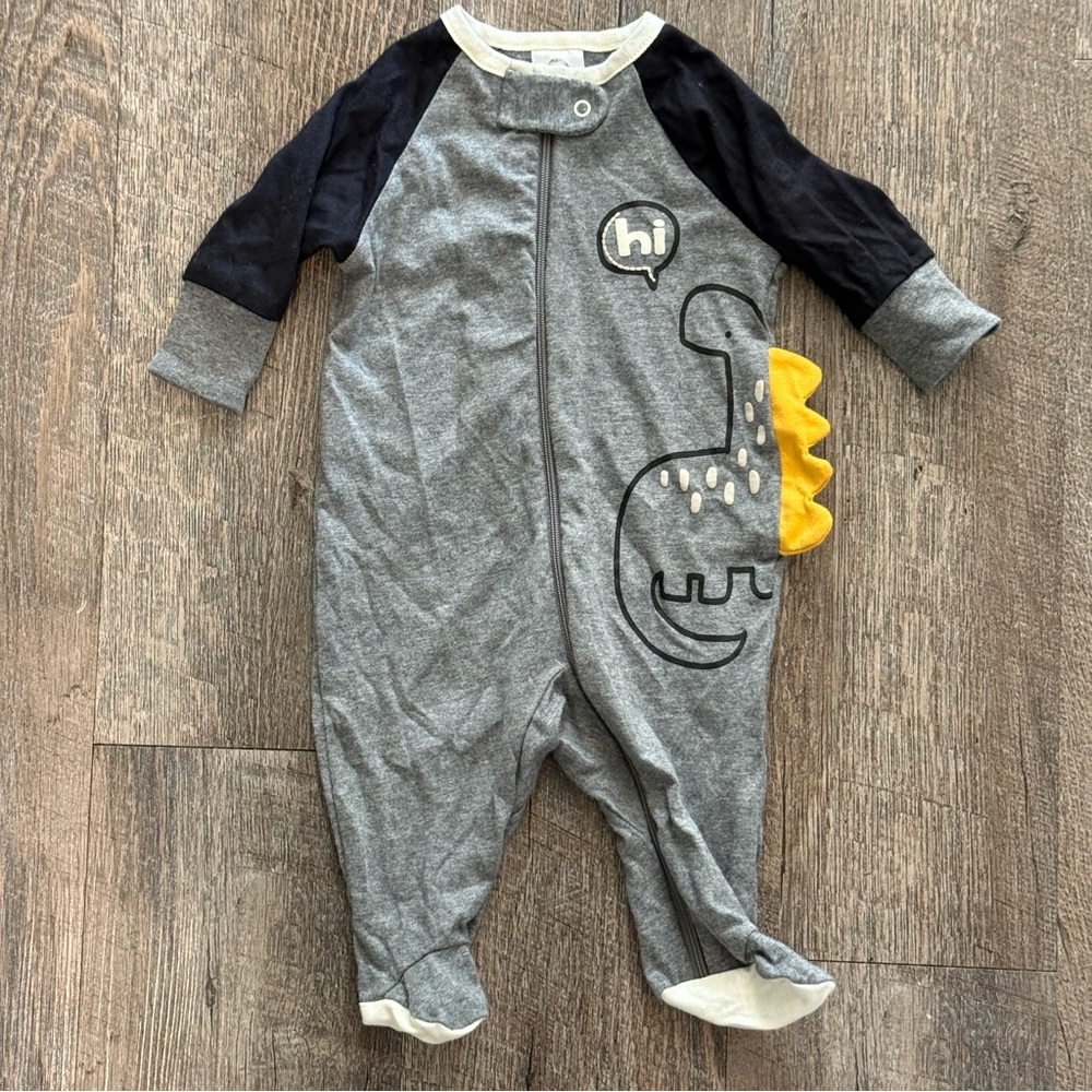 Gray and Black Dinosaur Footie (Bundle!)